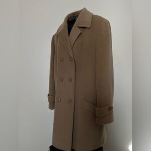Classic Camel Tan Double-Breasted Wool Women's Coat